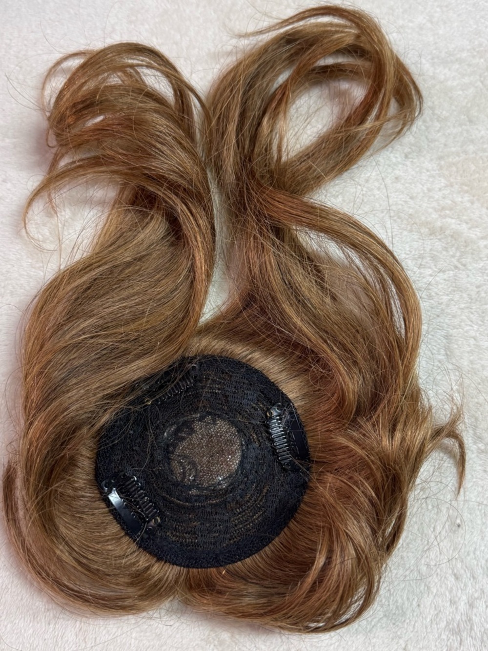 Synthetic 11"  Women's Hair Topper Clip-In - Natural Light Brown With Bangs - Picture 4 of 4